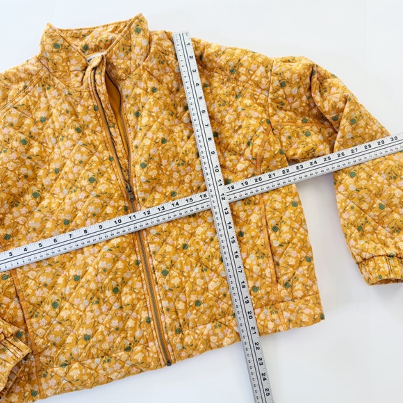 Sonoma Jacket Womens Large Yellow Floral Zip Up Oversized Quilted Bomber Boho - Picture 5 of 6